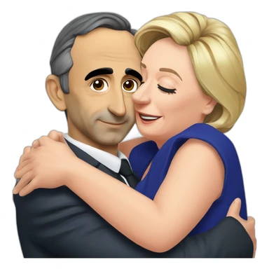 Eric zemmour qui fait un calin a Marine le pen sticker