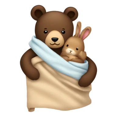 bear and brown bunny under blanket sticker