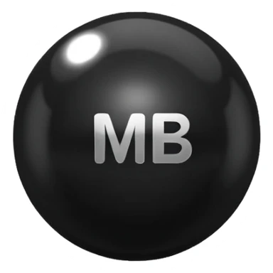 Black Ball with MB written on it. Nothing else no holes. sticker