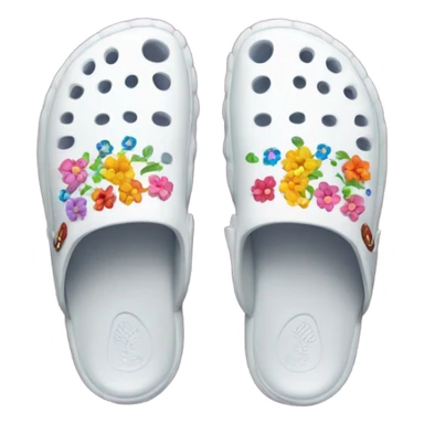 White Crocs with flowers sticker