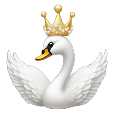 swan with a crown and a large tail and pearl decorations sticker
