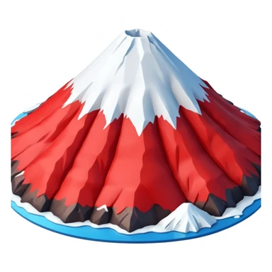 Create a 3D Mount Fuji with red color. There must be no clouds on top. sticker