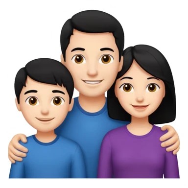 Couple of married man and woman with one kid teenager with black hair sticker