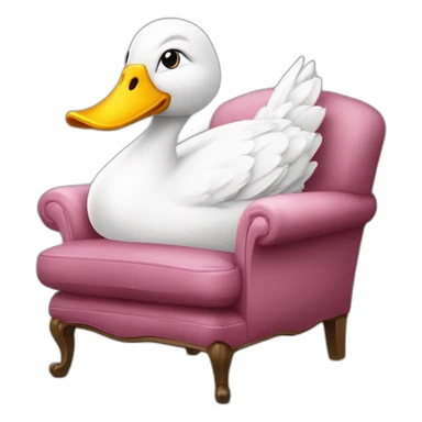 Canard sur un fauteuil avec tulipe dans sa bouche sticker