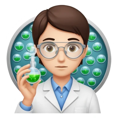 laboratory researcher analyzing dish. sticker