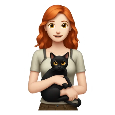 redhead girl holding a black cat sticker