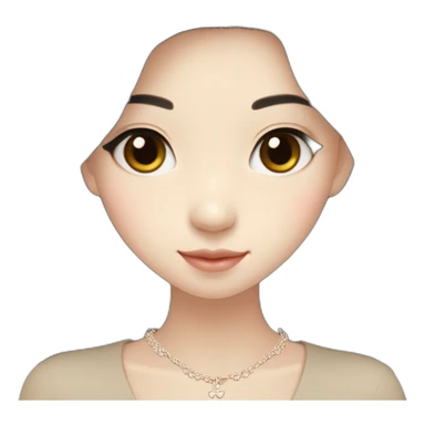 cute singaporean-chinese girl in Muji beige dress with long black hair and van cleef clover necklace sticker