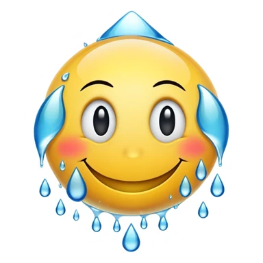 Smiley face plus water drops sticker