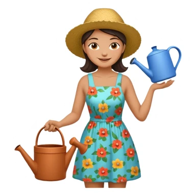 gardener woman with watering pot sticker
