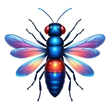 glitter red and blue firefly sticker