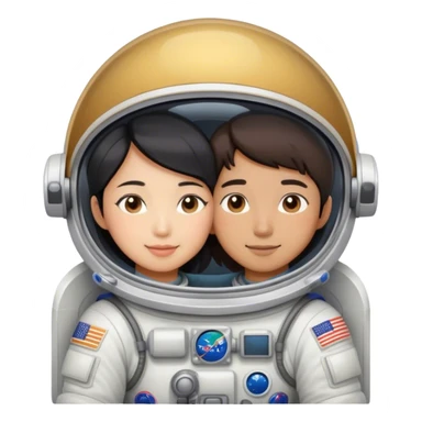 Asian Astronaut couple cuddling  sticker