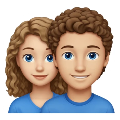 20 year old boy with slightly curly dark blonde hair and blue eyes with 20 year old girl with brown hair and blue eyes sticker