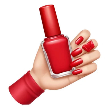 hand with painted nails and nail polish bottle sticker