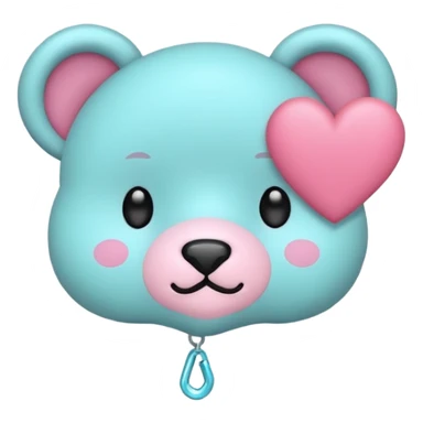 Oso gummy color aguamarina corazón rosa kawaii sticker