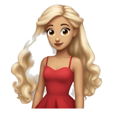 ariana grande, blonde hair, red dress, ethereal posing, light skin sticker