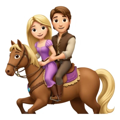 Rapunzel and Flynn Rider, riding on a horse sticker