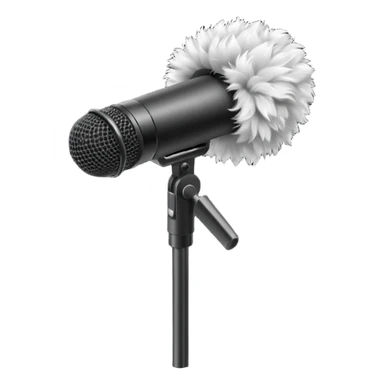 boom fluffy microphone with stick sticker