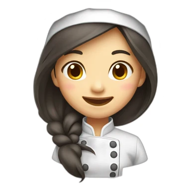 happy asian girl chef long hair sticker