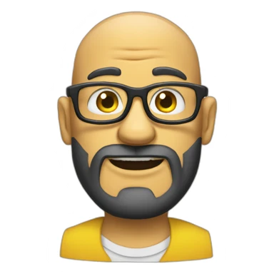 Tattooed bald man with beard and glasses like the Simpsons sticker