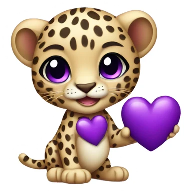 Baby leopard holding a purple heart  sticker