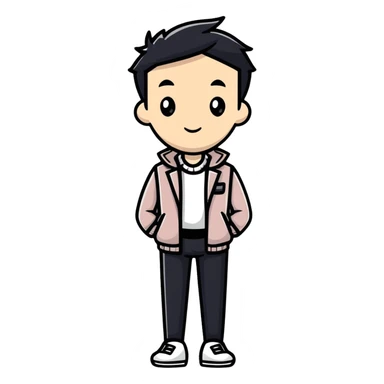 enigmatic character wearing chic modern clothes with simple design sticker