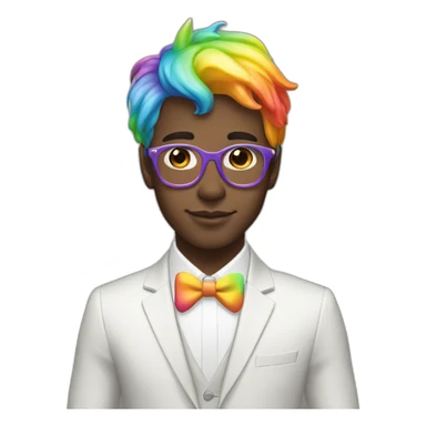 Posh-boy-with-suit-and-rainbow-unicorn-hat sticker