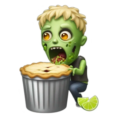 zombie eating a lime pie in a trash can sticker