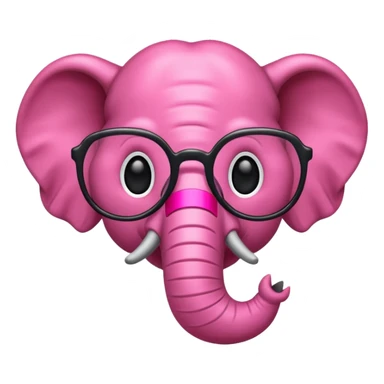 crear un emoji de un elefante rosadito con lentes de lectura grandes y negros  sticker