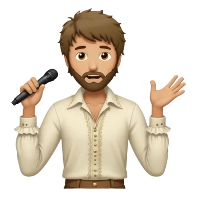 solarpunk realistic ultra HD - unkempt, shaggy with big sideburns Jim Morrison in an ivory Victorian shirt, in an trance dramatic pose, sings on stage sticker