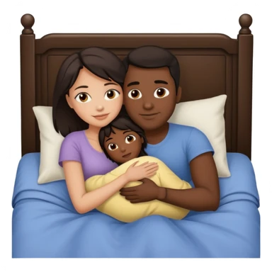 Dark brown guy cuddling brown girl in bed sticker