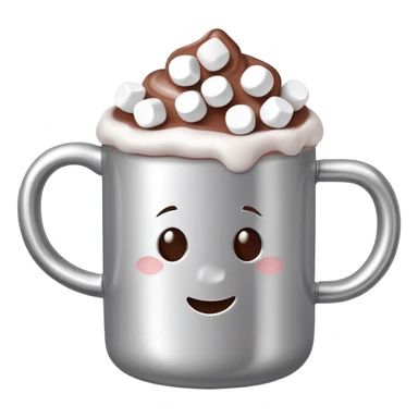 hot chocolate in a silver colored mug with marshmallows  sticker