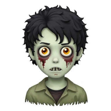 boy zombie with curly black hair emo sticker