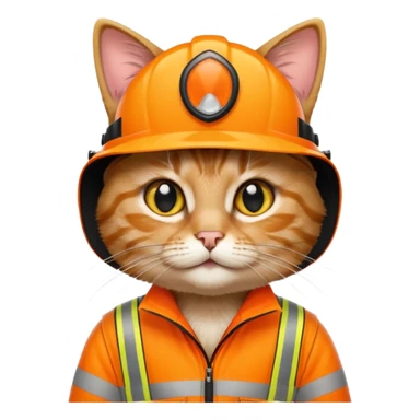 tabby cat standing in orange hi-vis clothing sticker