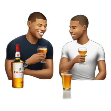 mbappe drinks a whiskey with ronaldo sticker