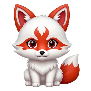 judging white with red marks Chibi baby cute kitsune   sticker