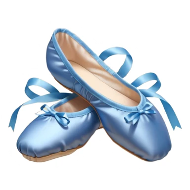 cinematic-realistic-ballet-shoes,-soft-satin-blue-pointe-shoes-with-delicate-ribbons,-resting-gently-on-a-polished-wooden-floor,-subtle-creases-in-the-fabric,-glowing-under-the-warm-golden-light-of-a-rehearsal-studio,-evoking-ele sticker
