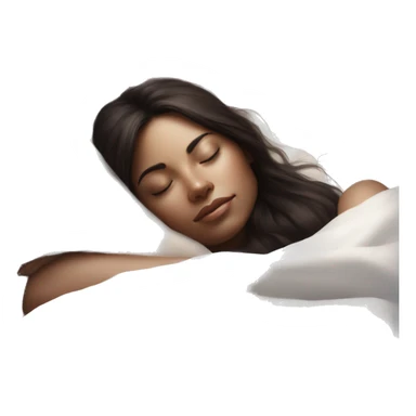 pretty brunette woman sleeping amongst white sheets soft textures and ethereal glow sticker