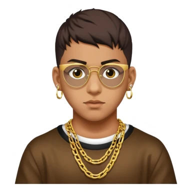 Bad Bunny, Latin Trap Singer with dark brown hair sticker