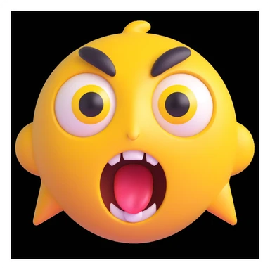3D rendered emoji of a surprised yellow face, wide eyes and open mouth, high quality photorealistic, smooth shading, intricate details, bright colors, clean background sticker