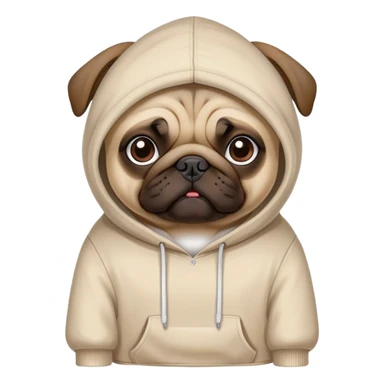 pug dog wearing a hoodie, pug life sticker