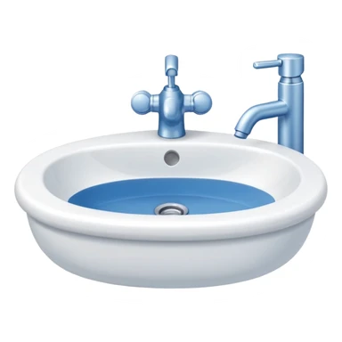 “Flat icon-style emoji of a bathroom sink with a simple faucet and rounded basin, white and blue tones” sticker