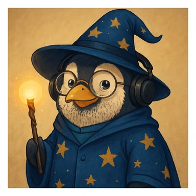this image in Penguin Wizard style sticker