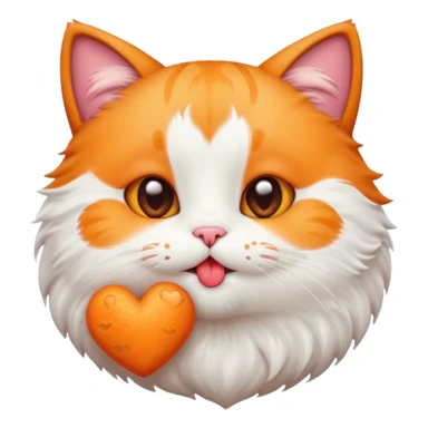 A cute circular cat blowing a smooch kiss with heart and little bite on the lower lip sticker