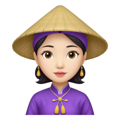 ancient vietnamese girl with aodai and conical hat, purple sticker