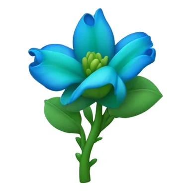 una flor azul con espinas y tallos verdes sticker
