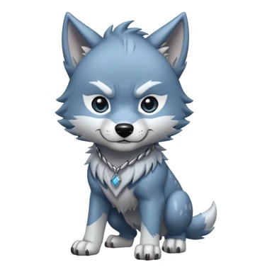 Toony Chibi bluish-silvery Cool Edgy Scarred Badass Ginga Nagareboshi Gin/Silver Fang the wolf (full body) (feral) (4 legs) (canine) with 3 slash marking scars on his forehead  sticker