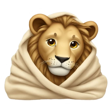 lion  cozy in beige blanket sticker