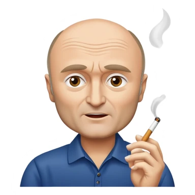 Phil Collins singing while holding a cigarette  sticker