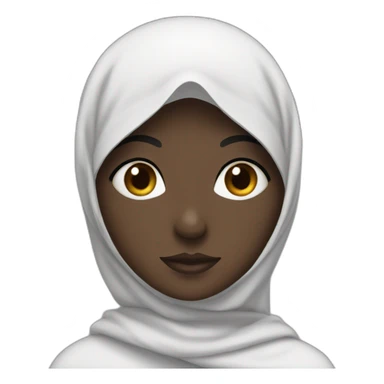An Arab girl with dark skin in a white hijab is thinking sticker