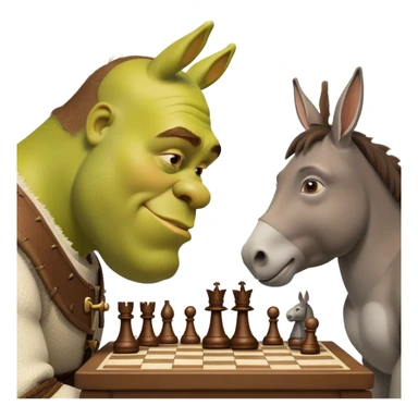 Шрек играет в шахматы с ослом sticker